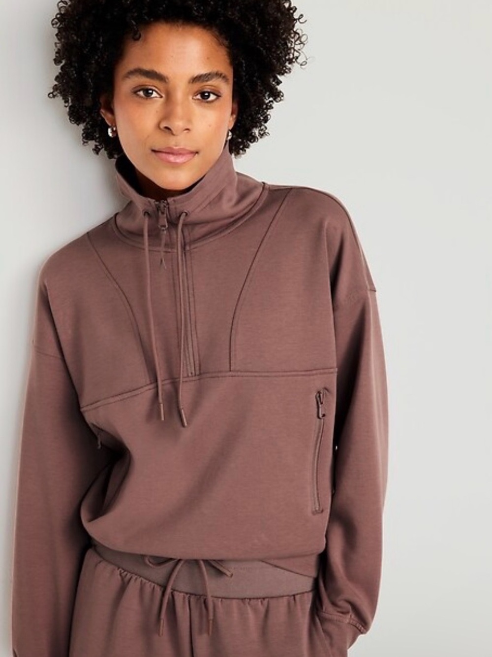 Old Navy Quarter-Zip Pullover dynamic fleece brown Sweatshirt
